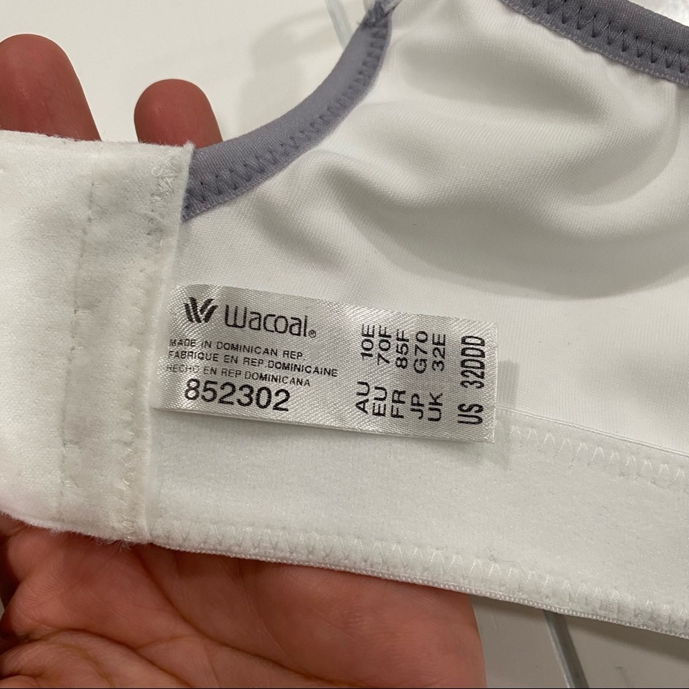 Wacoal Sport Wire Free Bra White Grey 32DDD Gym Athletic 852302 Supportive - Picture 8 of 8